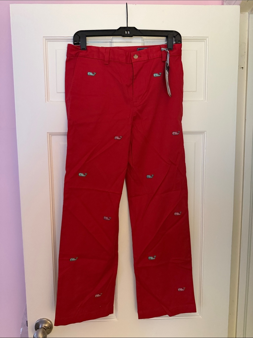 Vineyard Vines Red Kids Embroidered Whale Pants